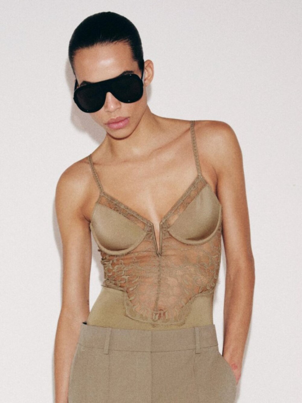Zara LACE POLYAMIDE BODYSUIT